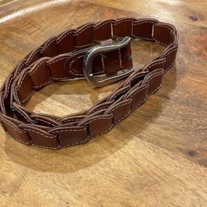 Perry Ellis brown leather belt with silver buckle, size medium